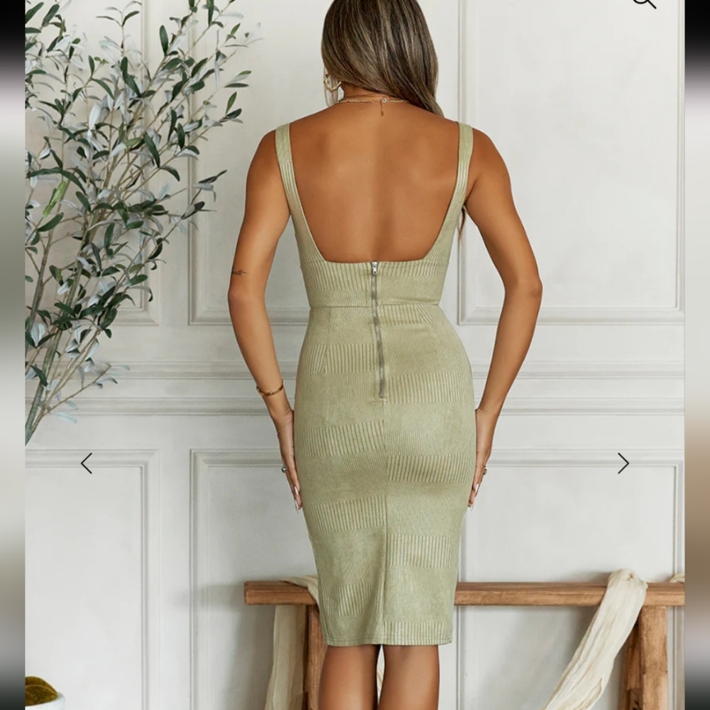 Hello Molly Give Me One More Minute Midi Dress Olive - Picture 6 of 8